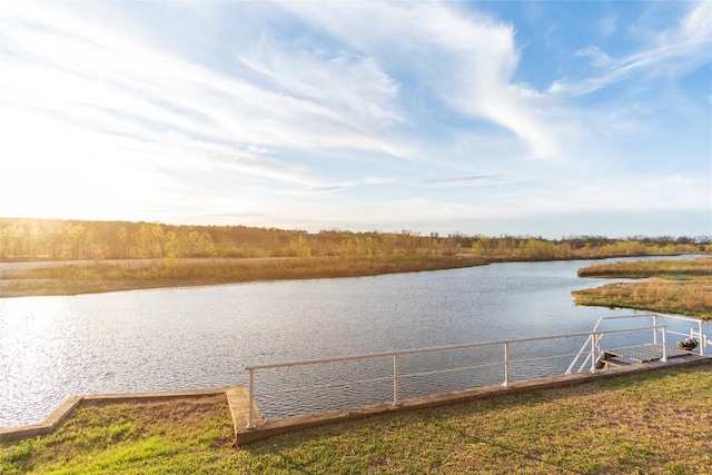 property view of water with a boat dock