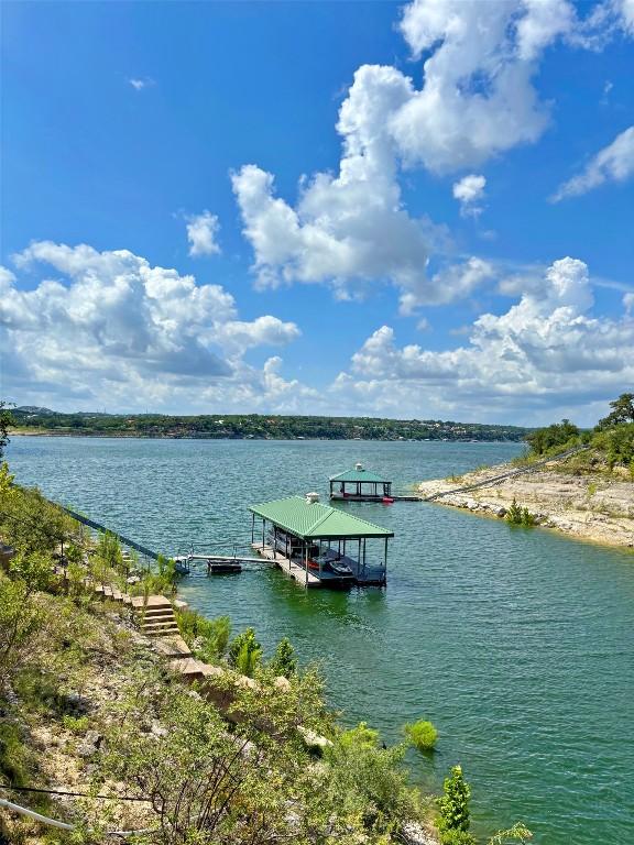 17813 Kingfisher Ridge Dr, Lago Vista, TX 78645 - dock area with a water view and boat lift