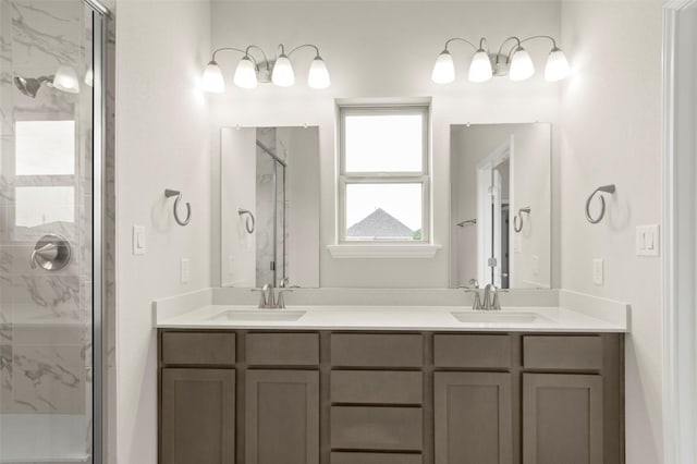 359 Witchhazel Way, San Marcos, TX 78666 - full bathroom with a marble finish shower and double vanity