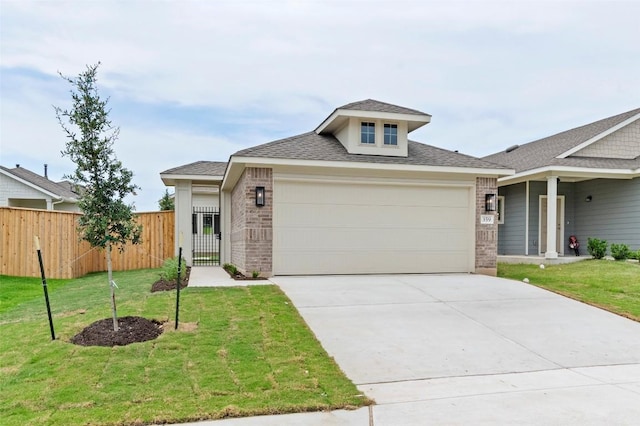 359 Witchhazel Way, San Marcos, TX 78666 - view of front of home featuring brick siding, a garage, concrete driveway, and a shingled roof