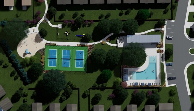 bird's eye view of a pool