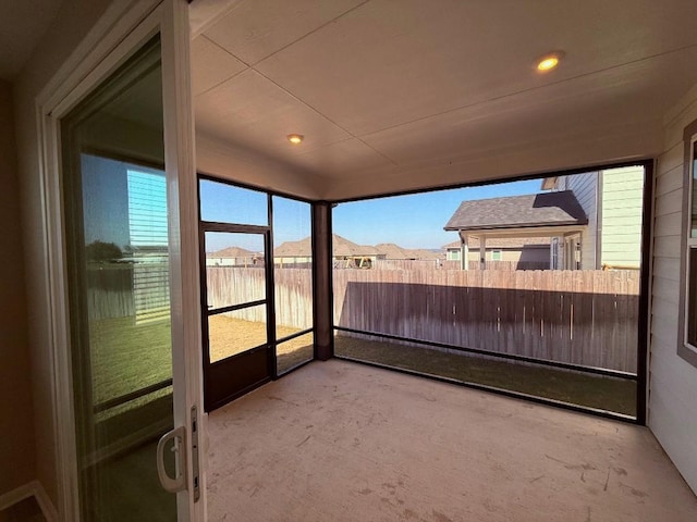 view of unfurnished sunroom