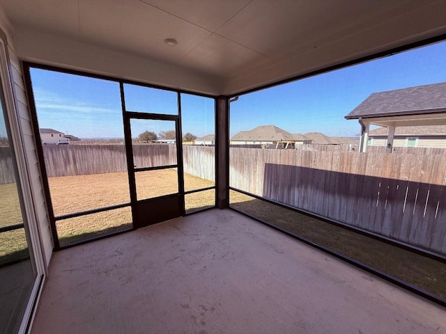 view of unfurnished sunroom