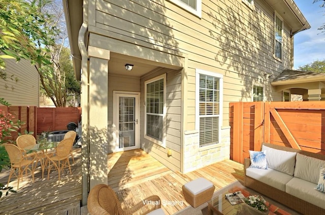 11000 Anderson Mill Rd Unit 52, Austin, TX 78750 - wooden deck featuring an outdoor living space and outdoor dining space