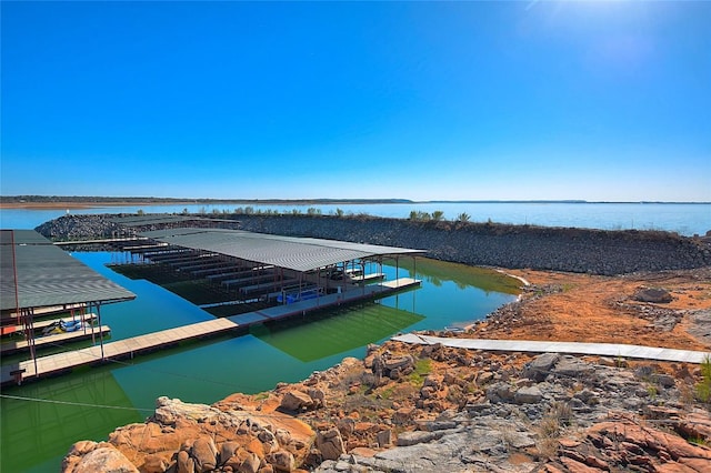 view of dock featuring a water view