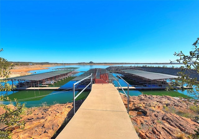 dock area featuring a water view