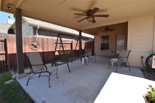 221 Joseph Dr, Buda, TX 78610 - view of patio / terrace featuring ceiling fan and a fenced backyard