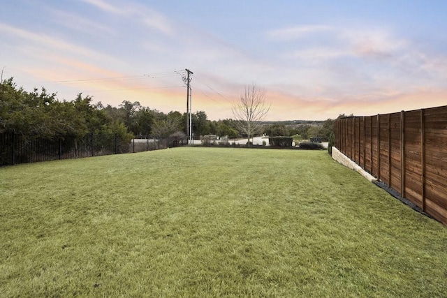 view of yard featuring a fenced backyard