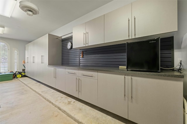 kitchen with dark countertops