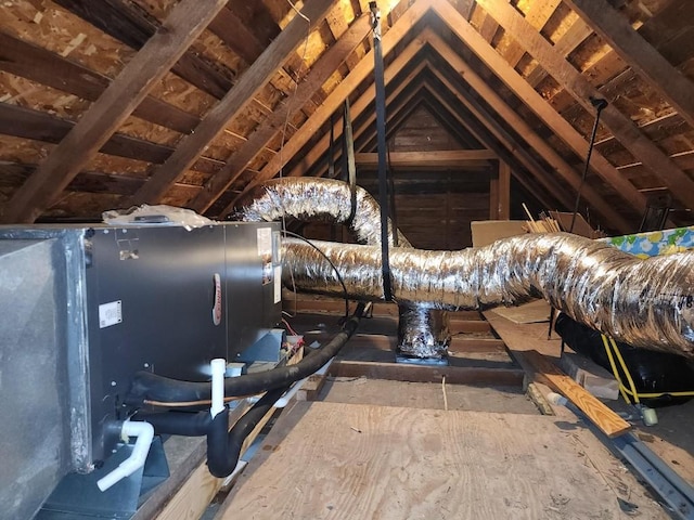 view of unfinished attic