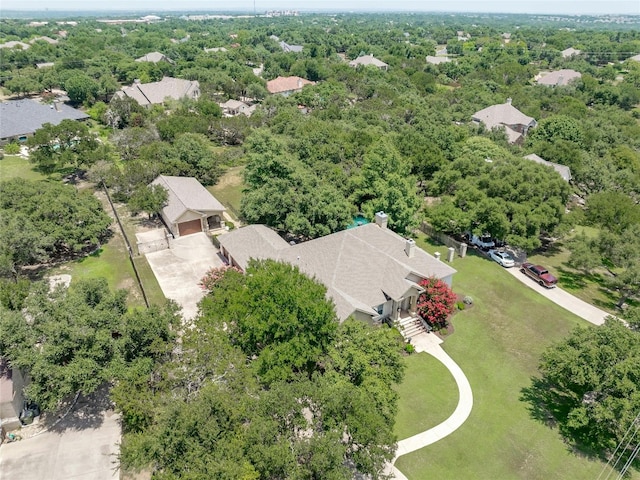 aerial view featuring a forest view