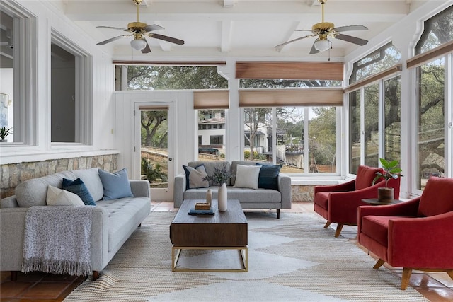5242 Mccormick Mountain Dr Unit E, Austin, TX 78734 - sunroom featuring healthy amount of natural light, beam ceiling, and a towering ceiling
