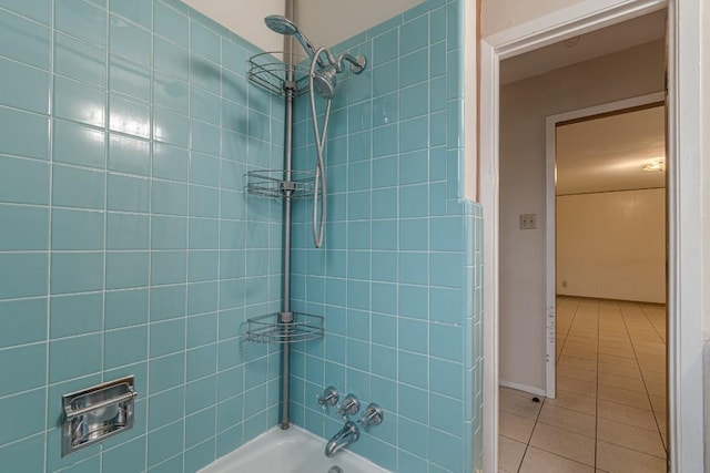 full bathroom featuring shower / washtub combination and tile patterned flooring