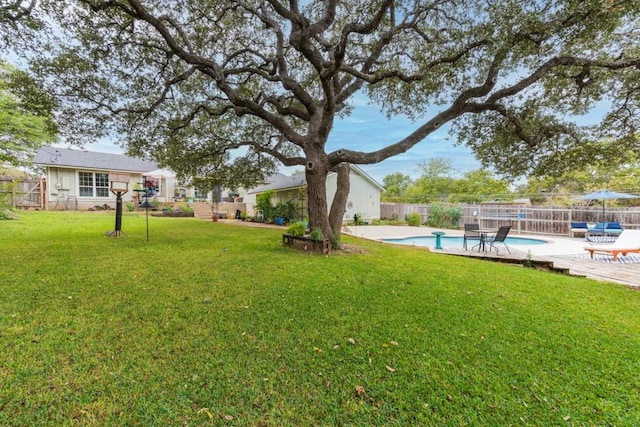 view of yard featuring a fenced backyard and a fenced in pool