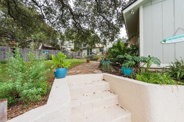 view of yard with a patio area and fence