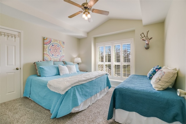 100 Boot Hl, Horseshoe Bay, TX 78657 - carpeted bedroom featuring lofted ceiling and a ceiling fan