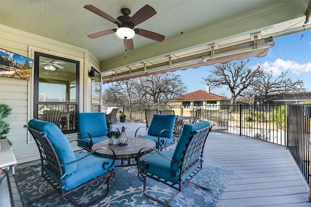 100 Boot Hl, Horseshoe Bay, TX 78657 - deck with ceiling fan and outdoor dining space