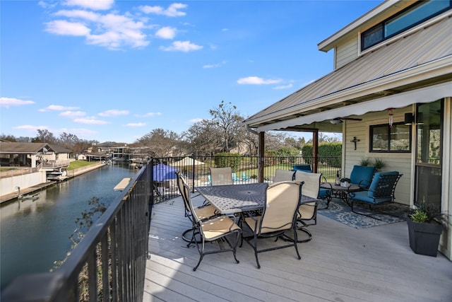 100 Boot Hl, Horseshoe Bay, TX 78657 - wooden terrace featuring outdoor dining space and a water view