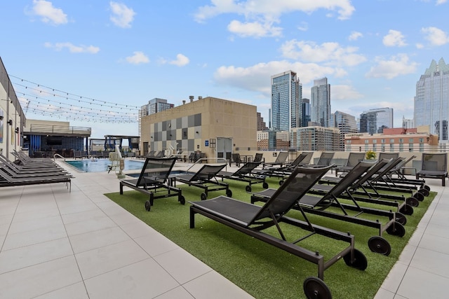 view of community featuring a city view