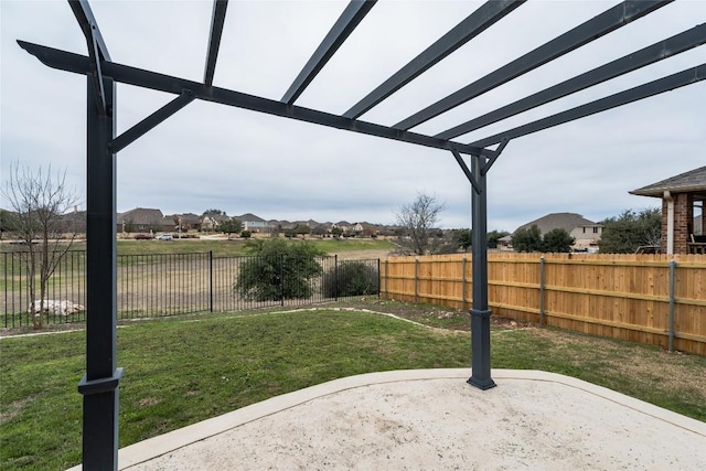 201 Seminole Canyon Dr, Georgetown, TX 78628 - fenced backyard featuring a pergola, a patio, and a residential view