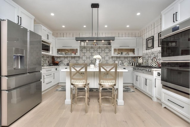 kitchen with white cabinets and stainless steel appliances