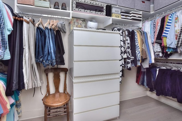 spacious closet featuring wood finished floors