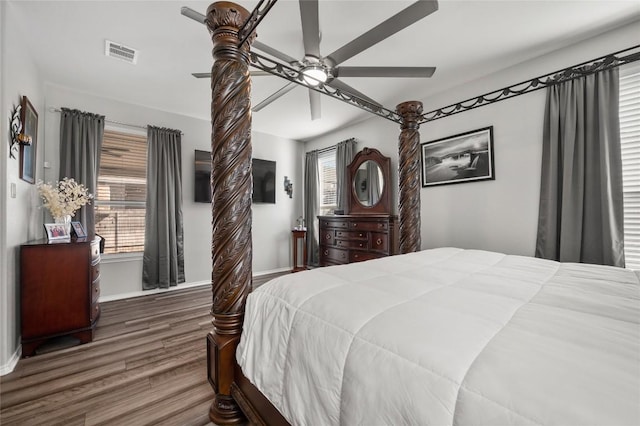 3721 Forino Dr, Round Rock, TX 78665 - bedroom featuring wood finished floors and ceiling fan