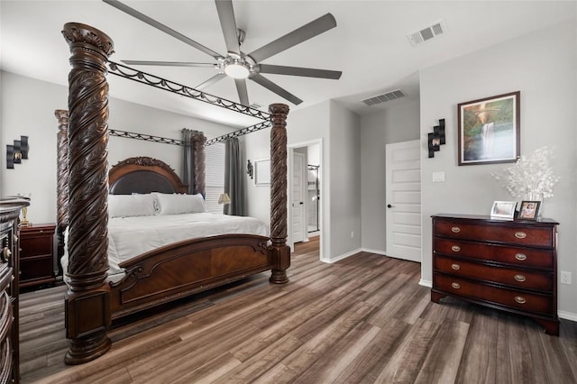 3721 Forino Dr, Round Rock, TX 78665 - bedroom featuring wood finished floors and ceiling fan