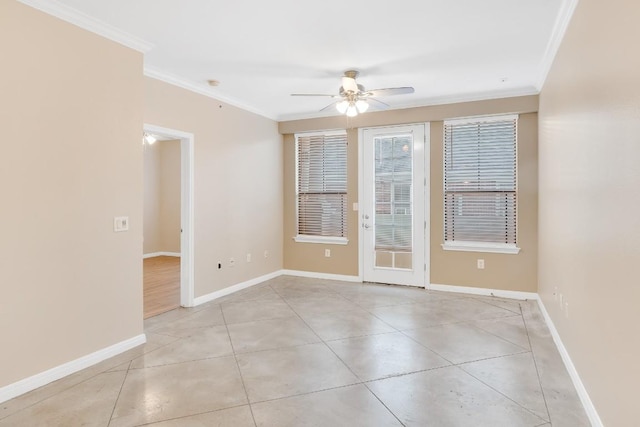 2505 San Gabriel St Unit 212, Austin, TX 78705 - spare room with ceiling fan, ornamental molding, and light tile patterned flooring