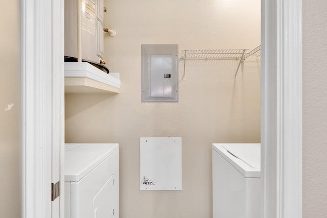 2505 San Gabriel St Unit 212, Austin, TX 78705 - washroom featuring washing machine and dryer and electric panel