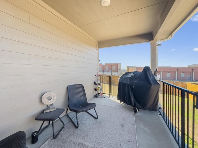 balcony featuring area for grilling