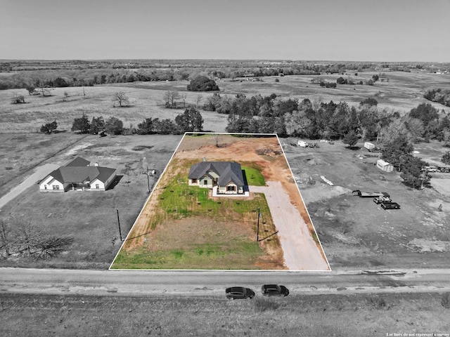 aerial view featuring a rural view