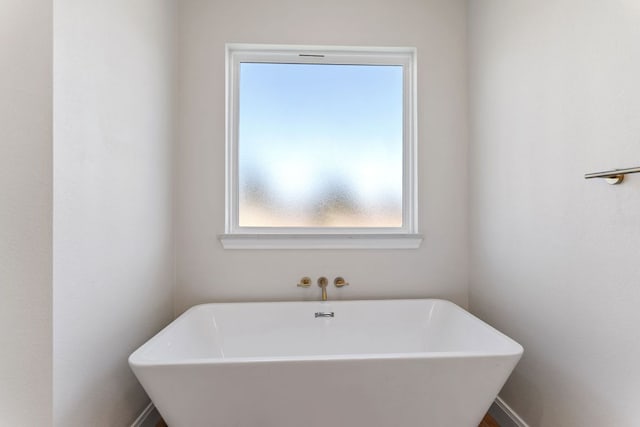 full bathroom with a freestanding tub