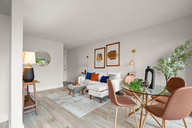 living area with light wood-type flooring