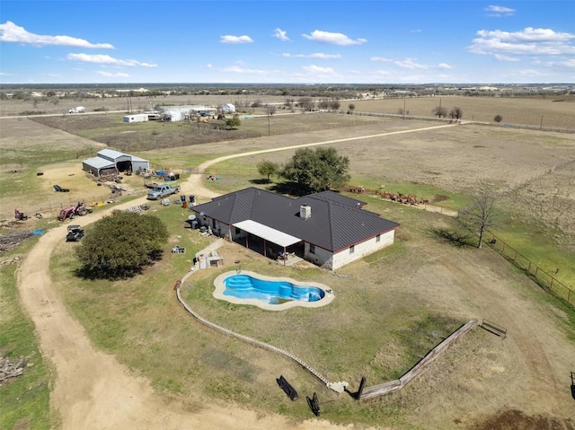 drone / aerial view with a rural view