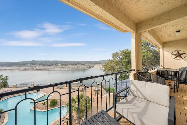 balcony with a water view