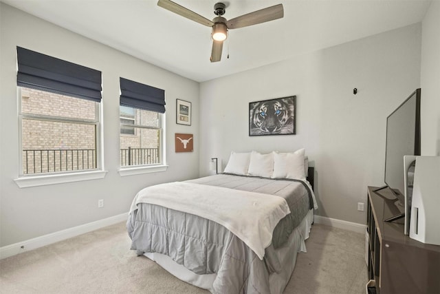 1820 Ficuzza Way, Leander, TX 78641 - bedroom with light colored carpet, baseboards, and a ceiling fan