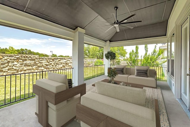1820 Ficuzza Way, Leander, TX 78641 - view of patio with ceiling fan and an outdoor living space
