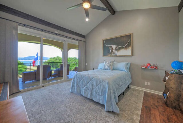15210 Rainbow One St, Austin, TX 78734 - bedroom with access to exterior, wood finished floors, baseboards, and multiple windows