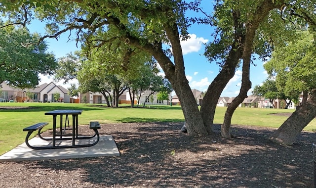 view of community featuring a yard and a residential view