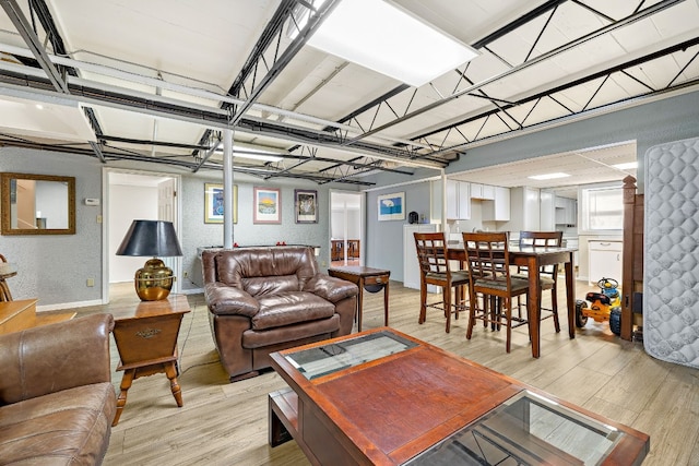 living area featuring light wood-style floors