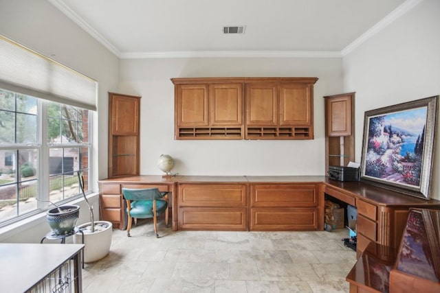 3304 Mulberry Creek Dr, Austin, TX 78732 - office with built in desk and ornamental molding