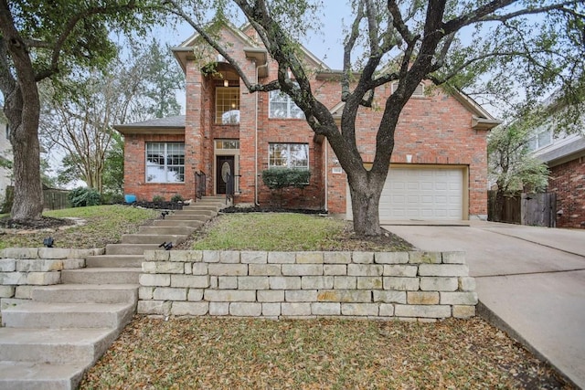 3304 Mulberry Creek Dr, Austin, TX 78732 - traditional-style home with concrete driveway, brick siding, and a garage