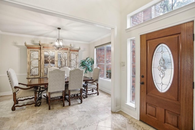 3304 Mulberry Creek Dr, Austin, TX 78732 - entrance foyer featuring a chandelier and crown molding