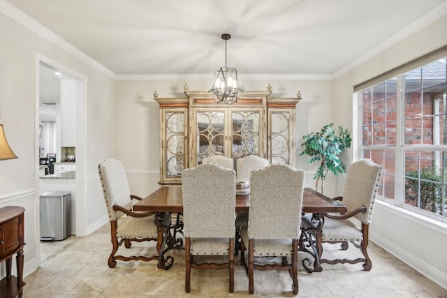 3304 Mulberry Creek Dr, Austin, TX 78732 - dining area featuring a chandelier and ornamental molding