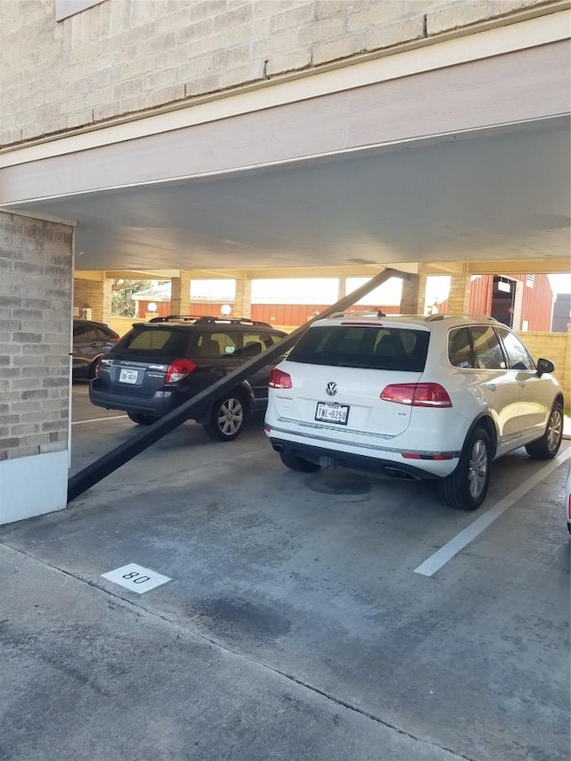 view of covered parking lot