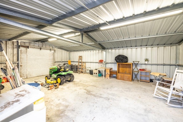 garage featuring metal wall