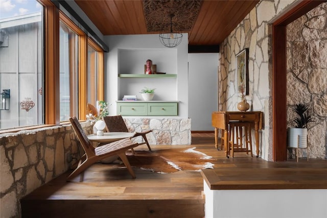 19745 Lakehurst Loop, Spicewood, TX 78669 - living area featuring wooden ceiling and wood-type flooring