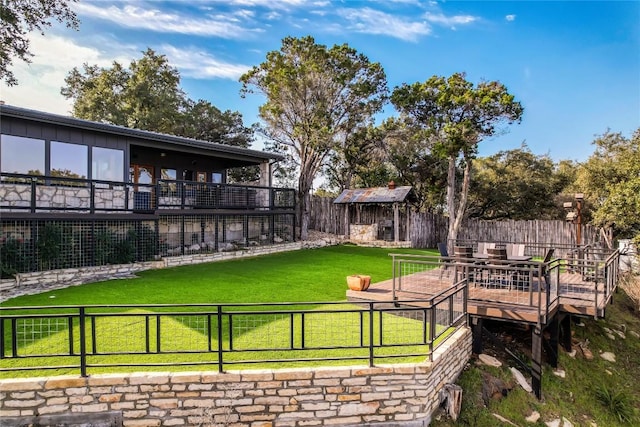 19745 Lakehurst Loop, Spicewood, TX 78669 - view of yard featuring a deck