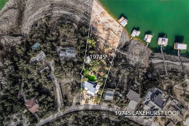 19745 Lakehurst Loop, Spicewood, TX 78669 - aerial map of property and surrounding area with property parcel outlined